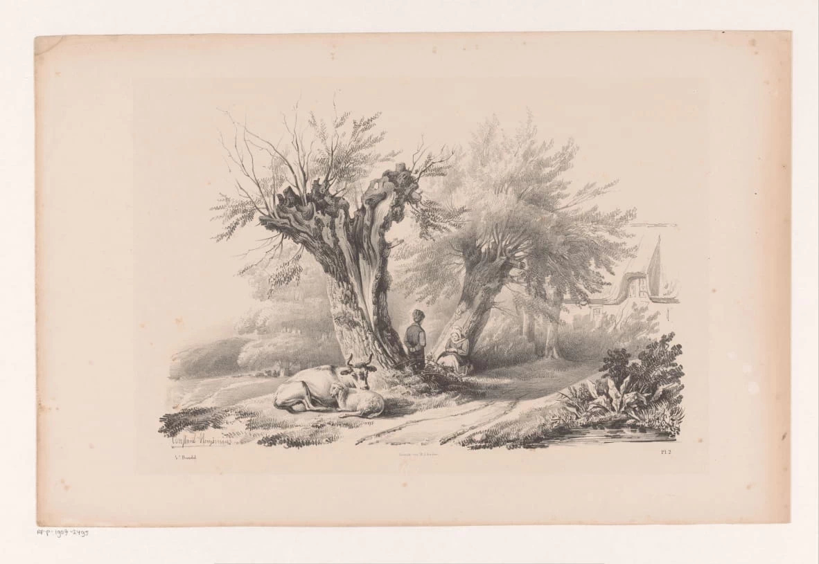 Strada di campagna con uomo e donna a riposo Il paesaggio - Rijks Museum, Amsterdam